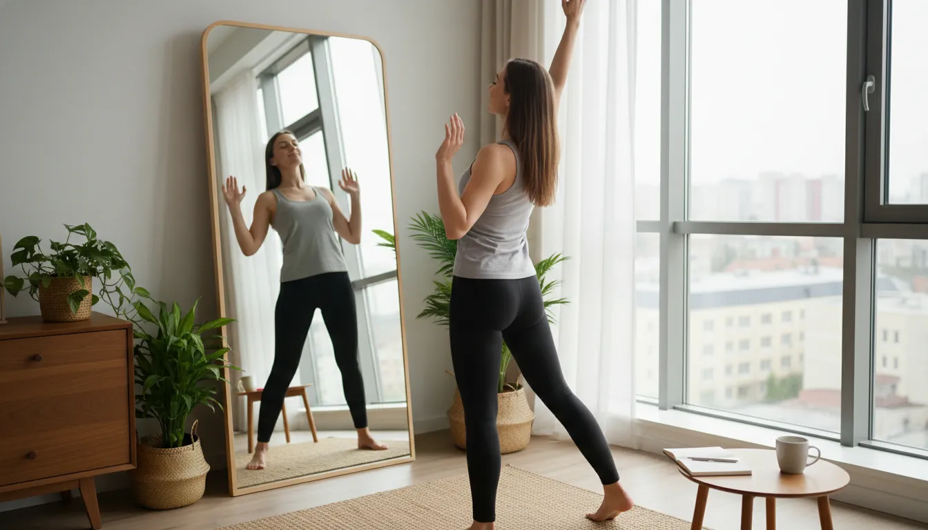 매일 아침 거울을 보며 나에게 긍정적인 확언을 해주는 미라클 모닝 루틴과 하루를 활기차게 여는 스트레칭 동작